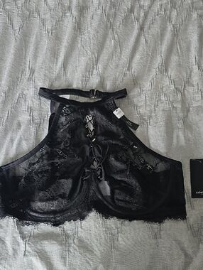 Addition Elle Black Lace Bralette with High Neck